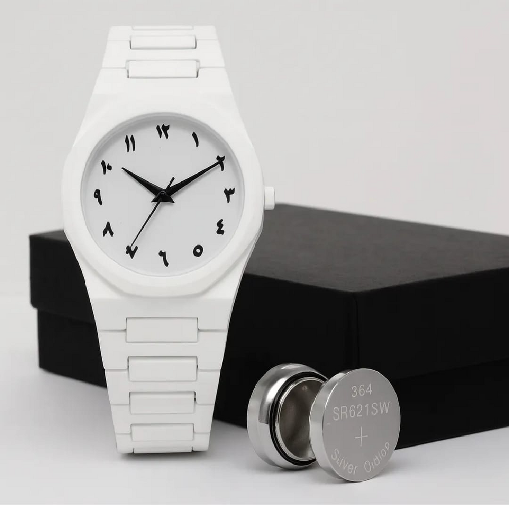 Aura White Wrist Watch – Modern & Elegant